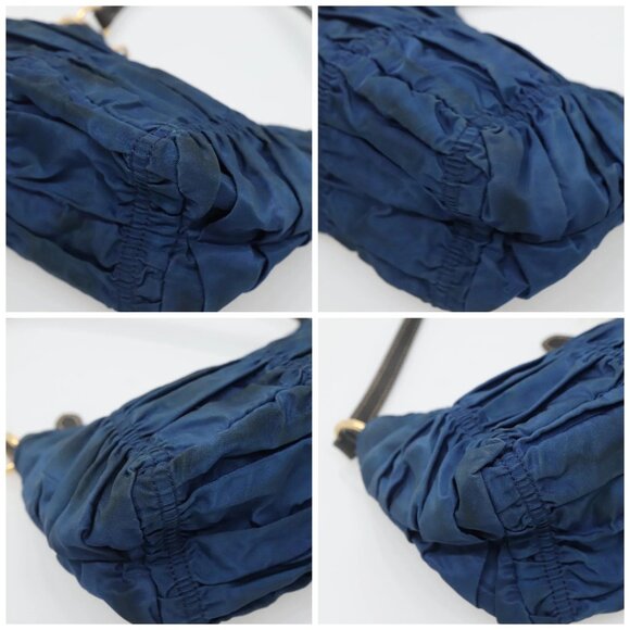 PRADA Accessory Pouch Nylon Blue Gold Auth 139522 - Picture 14 of 16